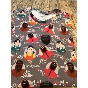 Netflix Graphic Dri Fit Clingy Squid Game Character Faces Short Sleeve. L-XL